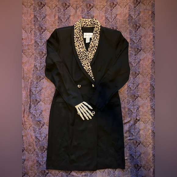 🐆 SOLD 🐆 Vintage Sassy Black Leopard Blazer Dress by Danny & Nicole ~ Size 8P - Picture 7 of 11